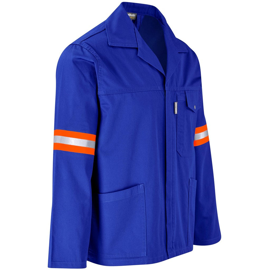 Site Premium Polycotton Jacket - Reflective Arms & Back - Orange Tape - Royal Blue