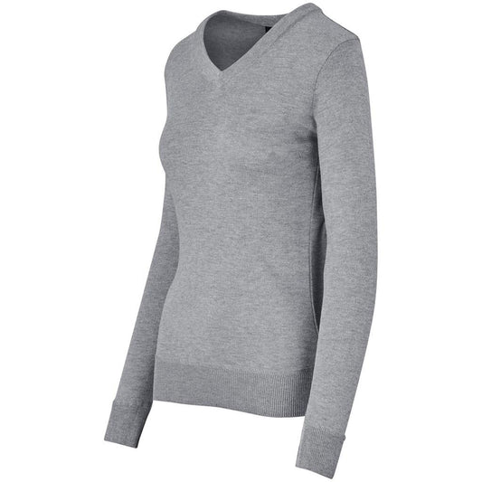 Ladies Long Sleeve Peru V-Neck Jersey - Grey