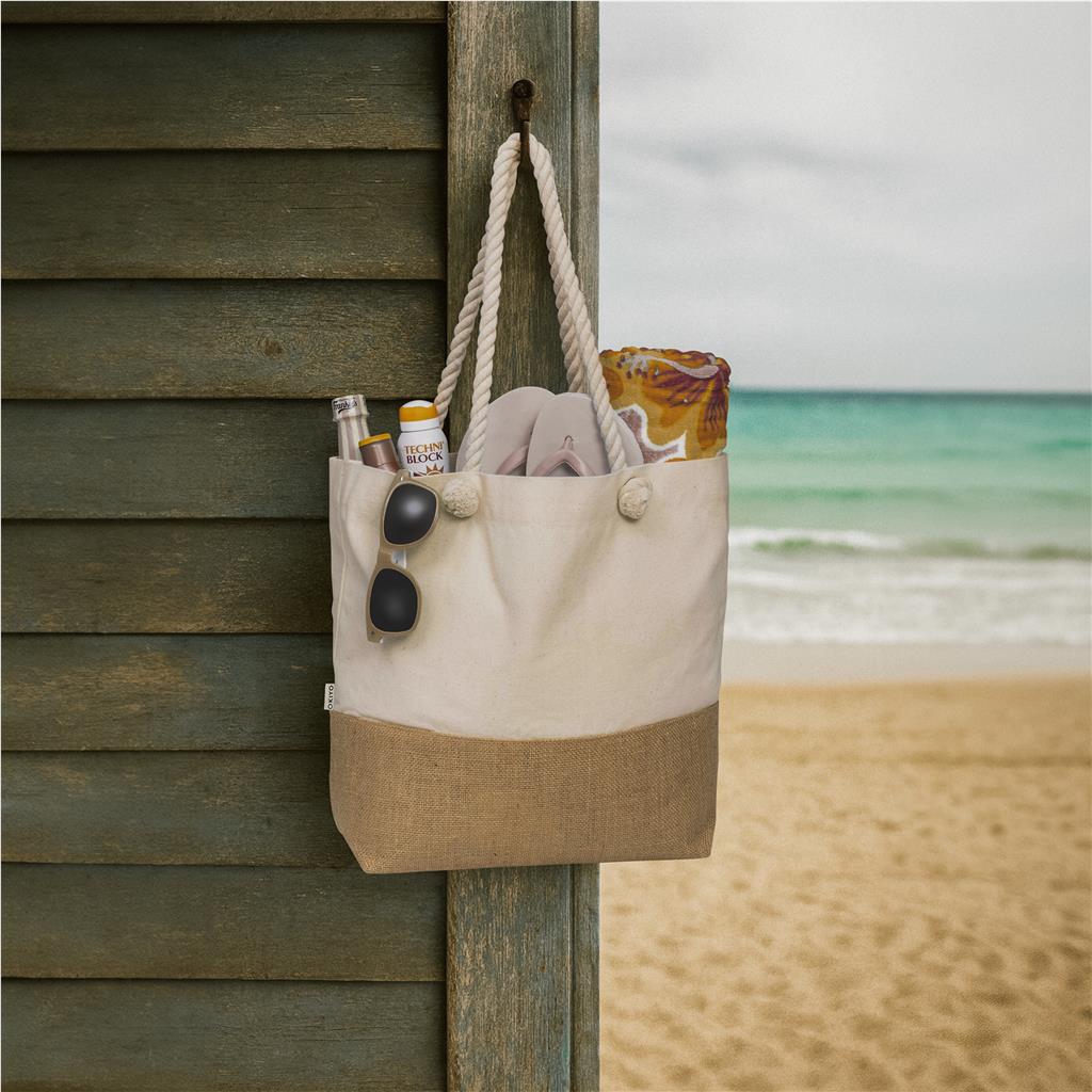 Okiyo Suna Jute & Cotton Beach Bag