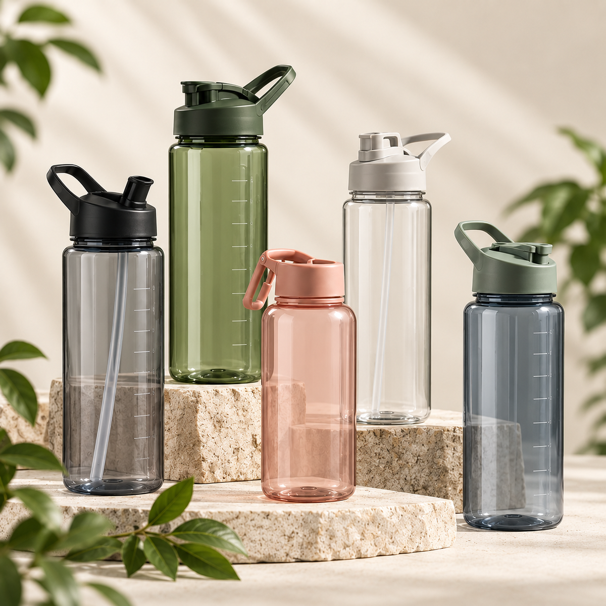 range of plastic water bottles