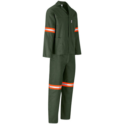 Acid Resistant Polycotton Conti Suit - Reflective Arm & Legs - Orange Tape