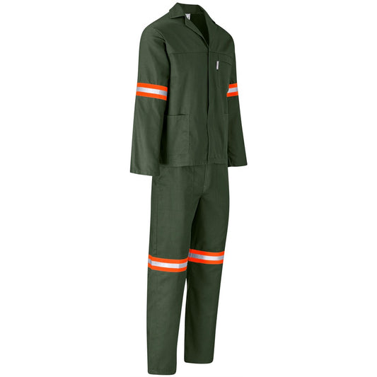 Acid Resistant Polycotton Conti Suit - Reflective Arm & Legs - Orange Tape