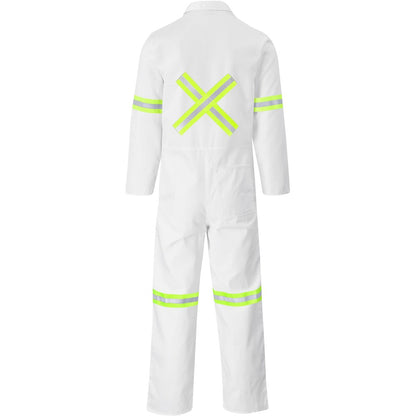Safety Polycotton Boiler Suit - Reflective Arms Legs & Back - Yellow Tape