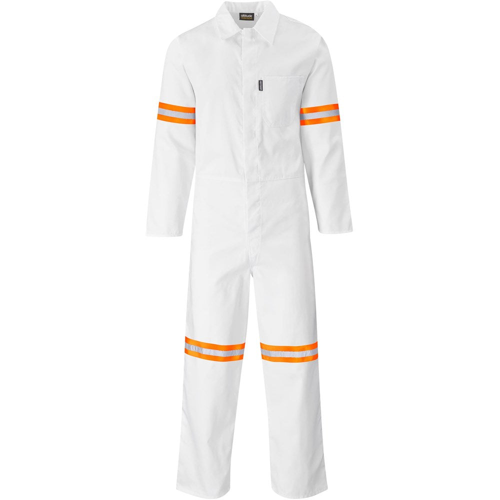 Safety Polycotton Boiler Suit - Reflective Arms Legs & Back - Orange Tape