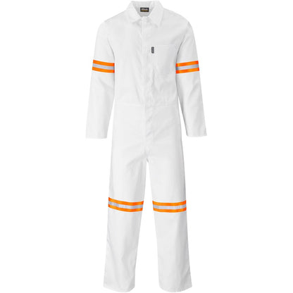 Safety Polycotton Boiler Suit - Reflective Arms Legs & Back - Orange Tape