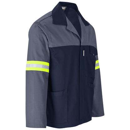 Site Premium Two-Tone Polycotton Jacket - Reflective Arms - Yellow Tape