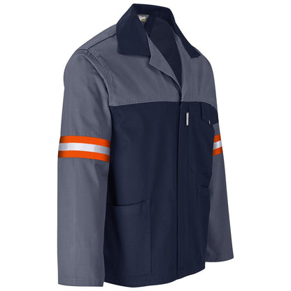 Site Premium Two-Tone Polycotton Jacket - Reflective Arms - Orange Tape
