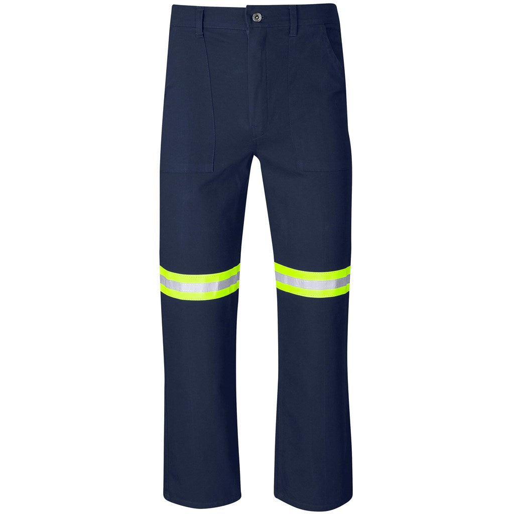 Artisan Premium 100% Cotton Pants - Reflective Legs - Yellow Tape - Navy
