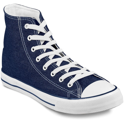 Unisex Retro High Top Canvas Sneaker - Blue