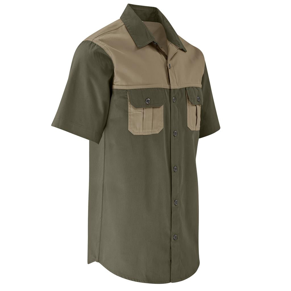 Mens Short Sleeve Serengeti 2-Tone Bush Shirt