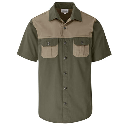 Mens Short Sleeve Serengeti 2-Tone Bush Shirt
