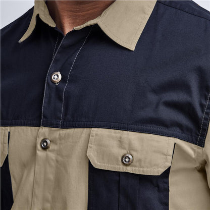 Mens Short Sleeve Serengeti 2-Tone Bush Shirt