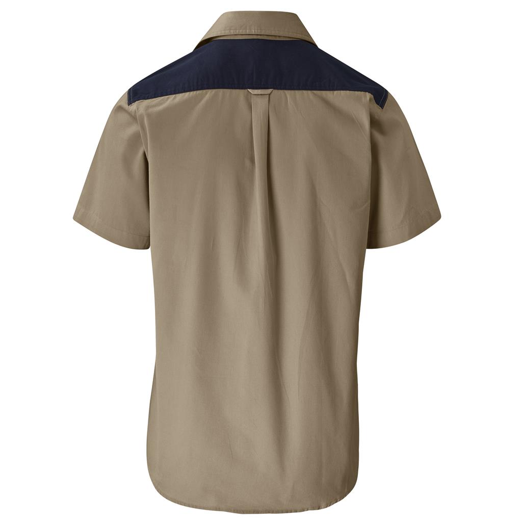 Mens Short Sleeve Serengeti 2-Tone Bush Shirt
