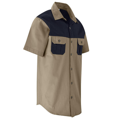 Mens Short Sleeve Serengeti 2-Tone Bush Shirt