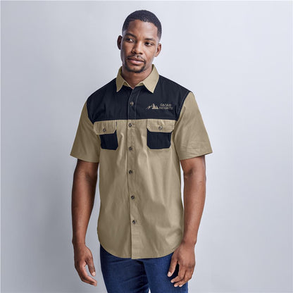 Mens Short Sleeve Serengeti 2-Tone Bush Shirt