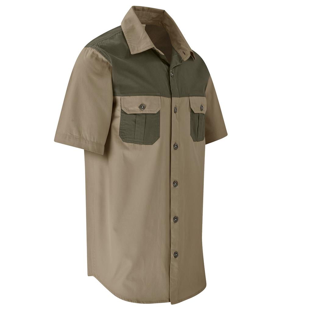 Mens Short Sleeve Serengeti 2-Tone Bush Shirt
