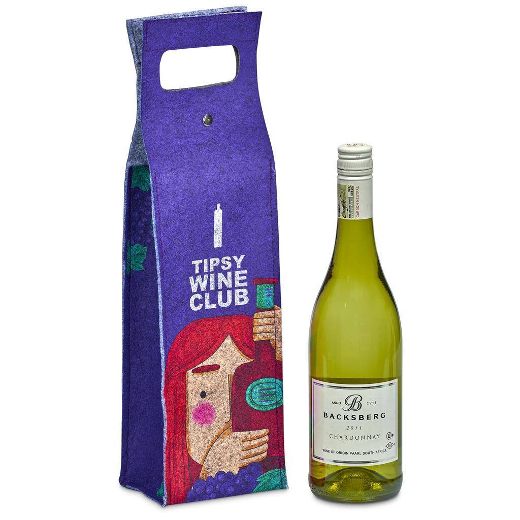 Hoppla Velto RPET Felt Single Wine Bottle Carrier