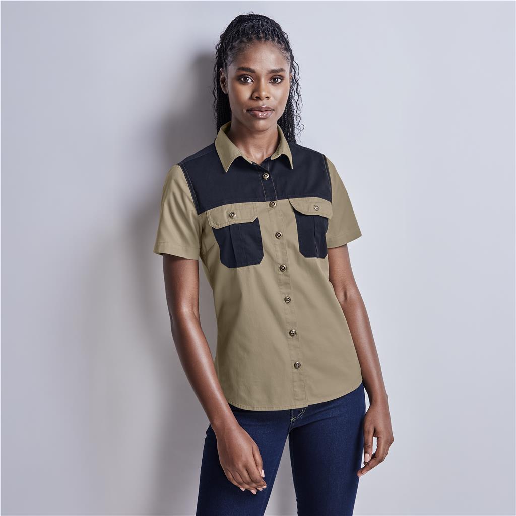 Ladies Short Sleeve Serengeti 2-Tone Bush Shirt