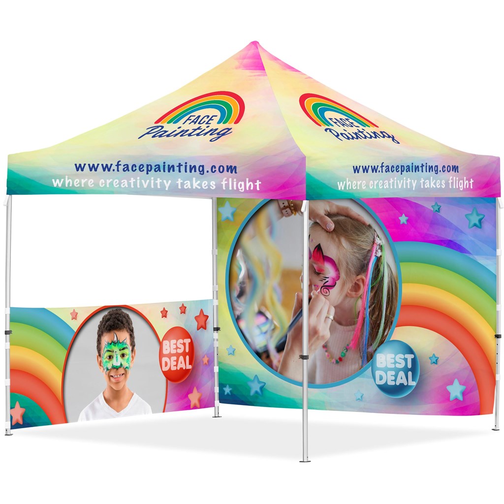 Coated Steel Sublimated Gazebo 3m x 3m - 1 Half-Wall Skin - 1 Full-Wall Skin