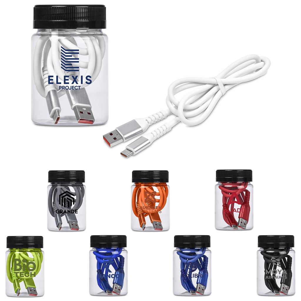 Altitude Capsit Fast Charge USB-A to Type-C Charging  Cable in Jar