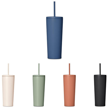 Kooshty Concorde Stainless Steel & Plastic Double-Wall Tumbler & Straw - 720ml