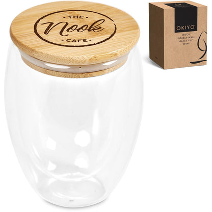 Okiyo Moco Glass & Bamboo Double-Wall Cup - 350ml