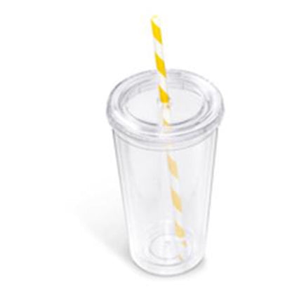 Malibu Double-Wall Plastic Tumbler & Straw - 470ml