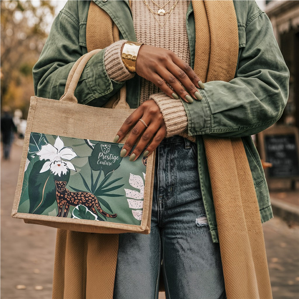 Okiyo Nuri Sublimated Pocket Jute Tote