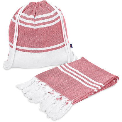 US Basic Santa Cruz Cotton-Rich Beach Towel & Drawstring Bag