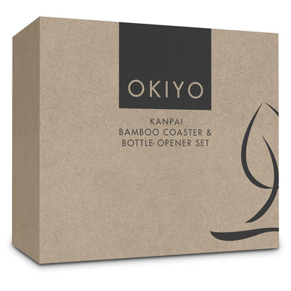 Okiyo Kanpai Bamboo Coaster & Bottle Opener Set