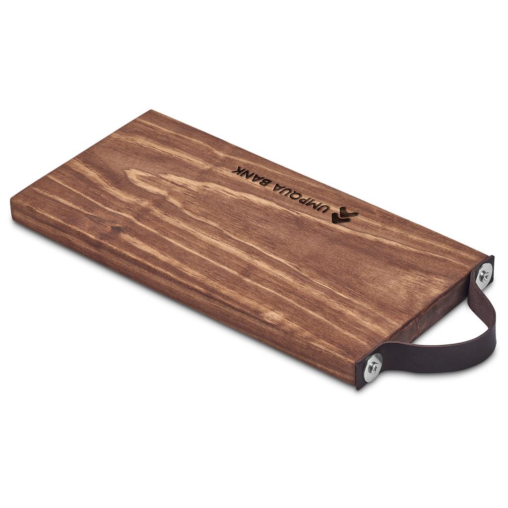 Serendipio Small Tea Time Wooden Tray with Leather Strap