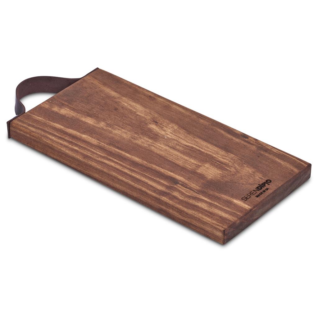 Serendipio Small Tea Time Wooden Tray with Leather Strap