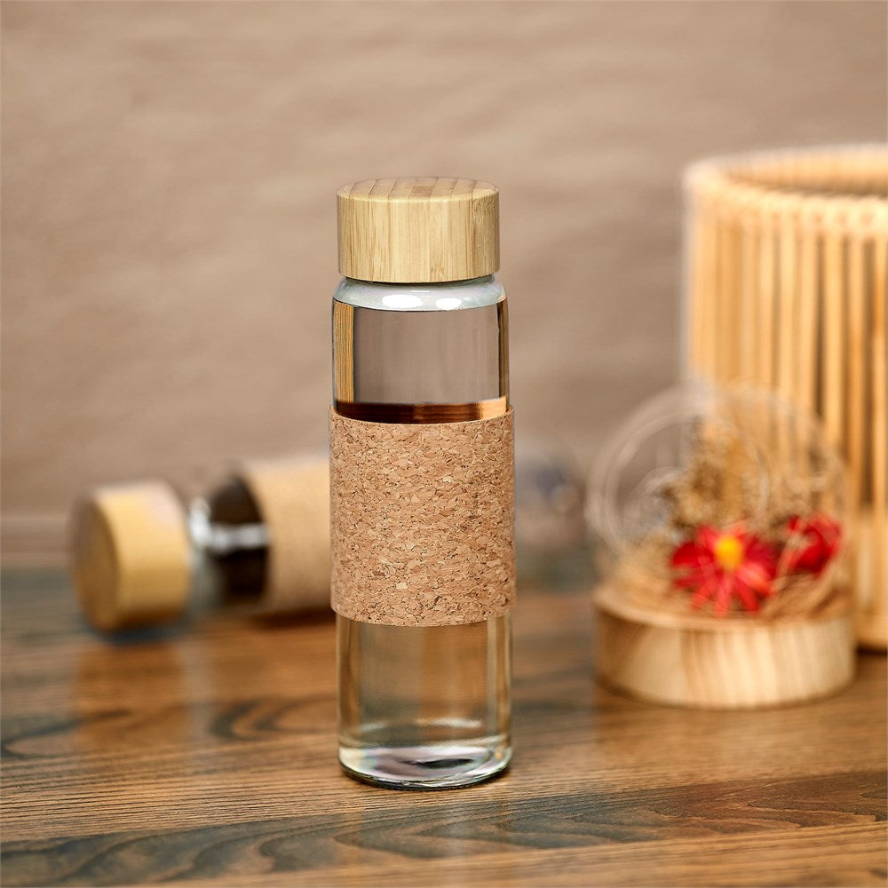 Kooshty Clear Bamboost Glass Water Bottle - 700ml