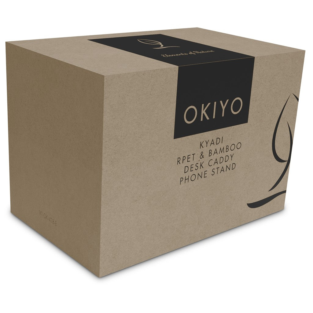 Okiyo Kyadi Recycled PET & Bamboo Desk Caddy Phone Stand