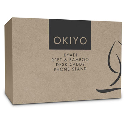 Okiyo Kyadi Recycled PET & Bamboo Desk Caddy Phone Stand
