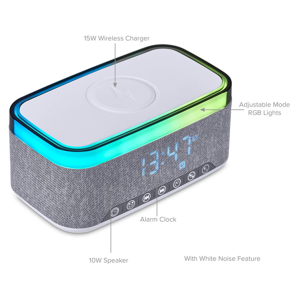 Serendipio Cumberland 10W Bluetooth Speaker Wireless Charger & Clock