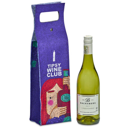 Pre-Printed Sample Hoppla Velto RPET Felt Single Wine Carrier