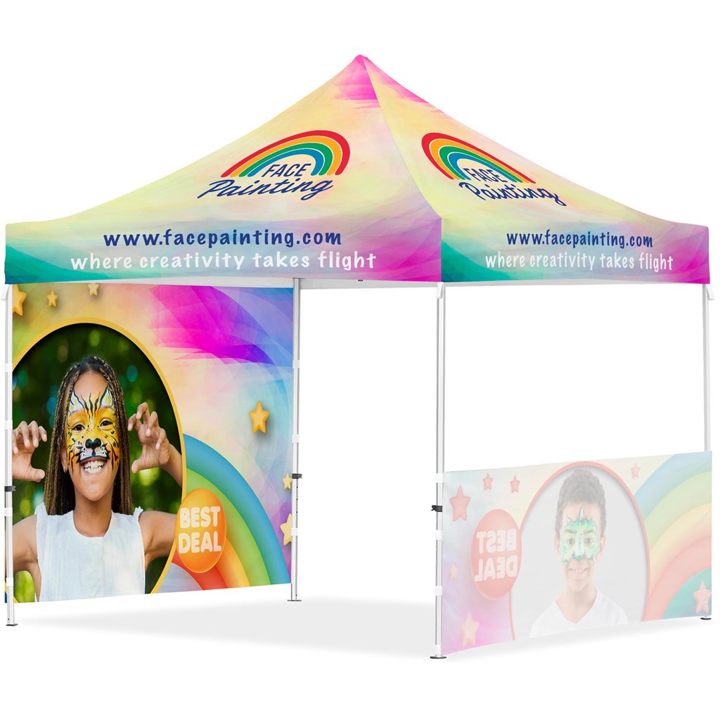 Coated Steel Sublimated Gazebo 3m x 3m - 1 Half-Wall Skin - 1 Full-Wall Skin